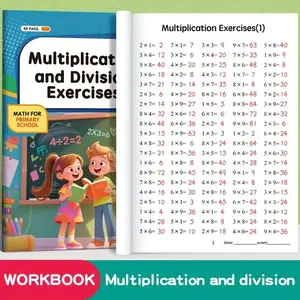 1. A multiplication and division workbook. A durable paper arithmetic workbook with handwritten exercises, perfect for school supplies, math learning tools, and Christmas gifts. Multiplication exercises