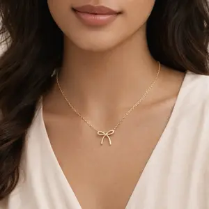 Elegant Bow Pendant Necklace | Gold & Silver Minimal Jewelry | Cute Gift for Her