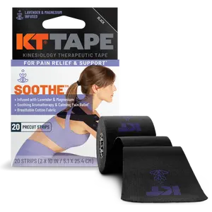 KT Tape Soothe Kinesiology Therapeutic Tape Infused with Lavender & Magnesium for Pain Relief & Support 20 Pre-Cut Strips 2 x 10 in