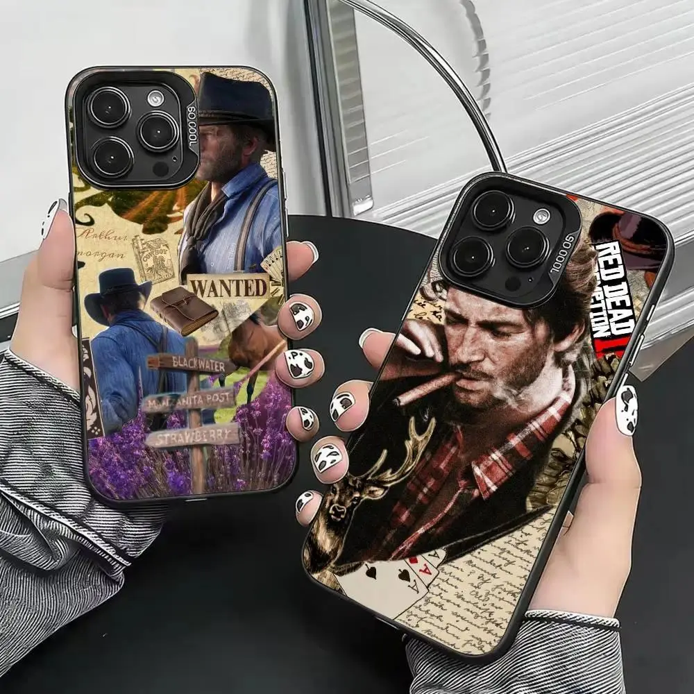 Cartoon RDR2 Arthur Morgan Plastic Phone Case - Shockproof Protection Accessories for iPhone 17 Air,16,15,14,13,12,11 Pro Max Plus with Easy Installation, Color Resistance, Colorful Silver Cover, Contemporary Art