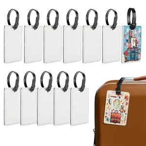 Makerflo Sublimation Luggage Tags Bulk PU Leather Name Tag Blank Suitcase Tags Heat Transfer Bag Tags Business ID Card Holder Travel ID Tags for DIY Gifts & Personalization