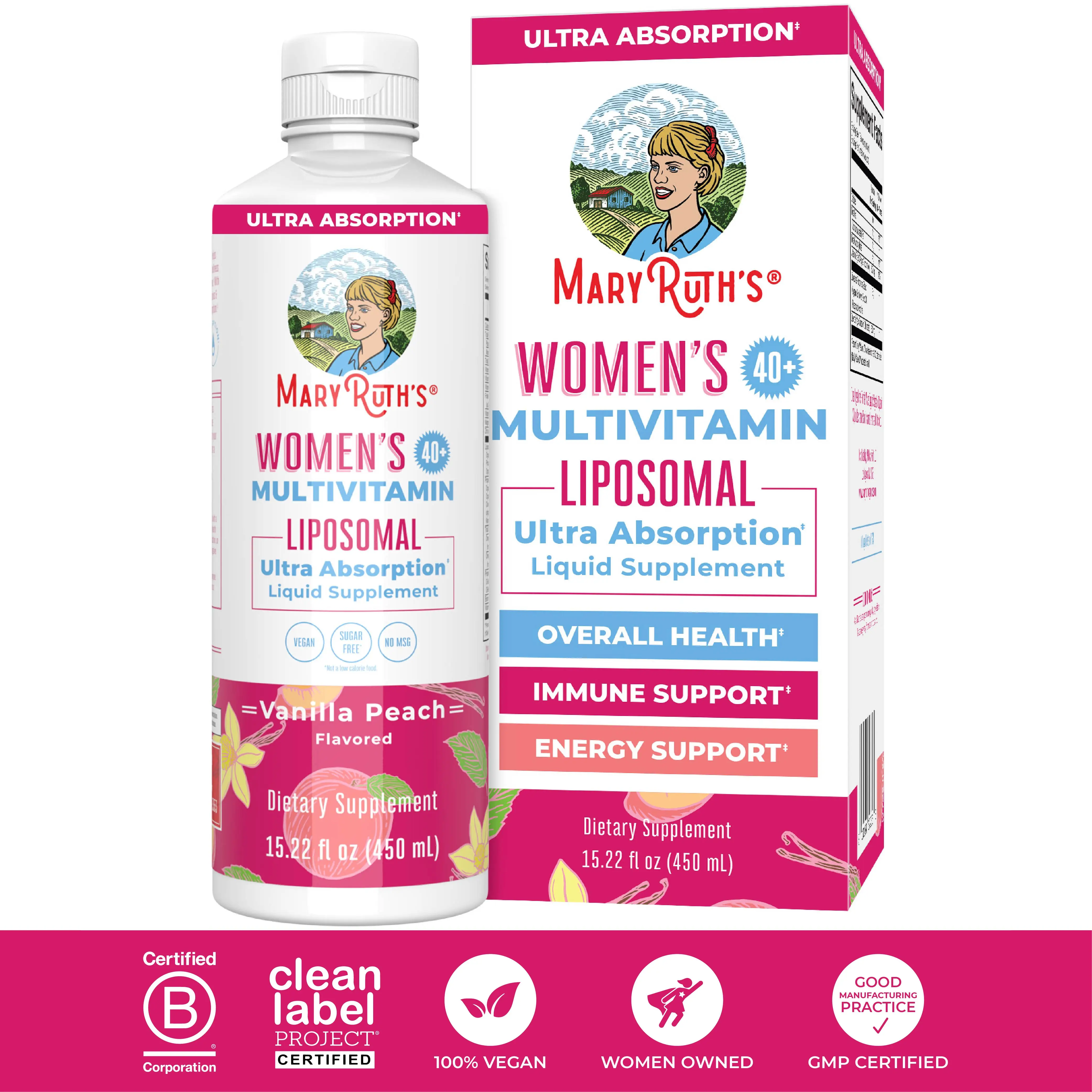 MaryRuth's Women's 40+ Multivitamin Liposomal - Immune Support & Energy Supplement - Ultra Absorption - Vegan - Sugar Free - Non-GMO - 15.22 Fl Oz