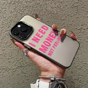 Eye-Catching "I NEED MONEY NOT FEELINGS" Black Phone Case Compatible with Iphone 16, 15, 14, 13, 12, 11 Pro Max XS
