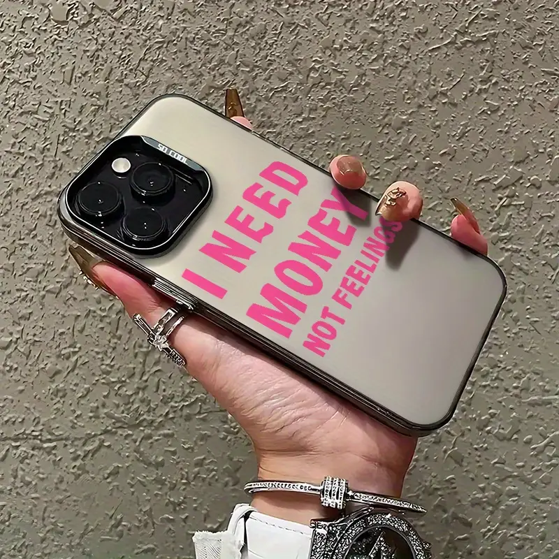 "I NEED MONEY NOT FEELINGS" Black iPhone Case - Eye-Catching Mobile Accessory, Casing, Cover with Protection for iPhone 16,15,14,13,12,11 Pro Max,XS Cellphone Accessories