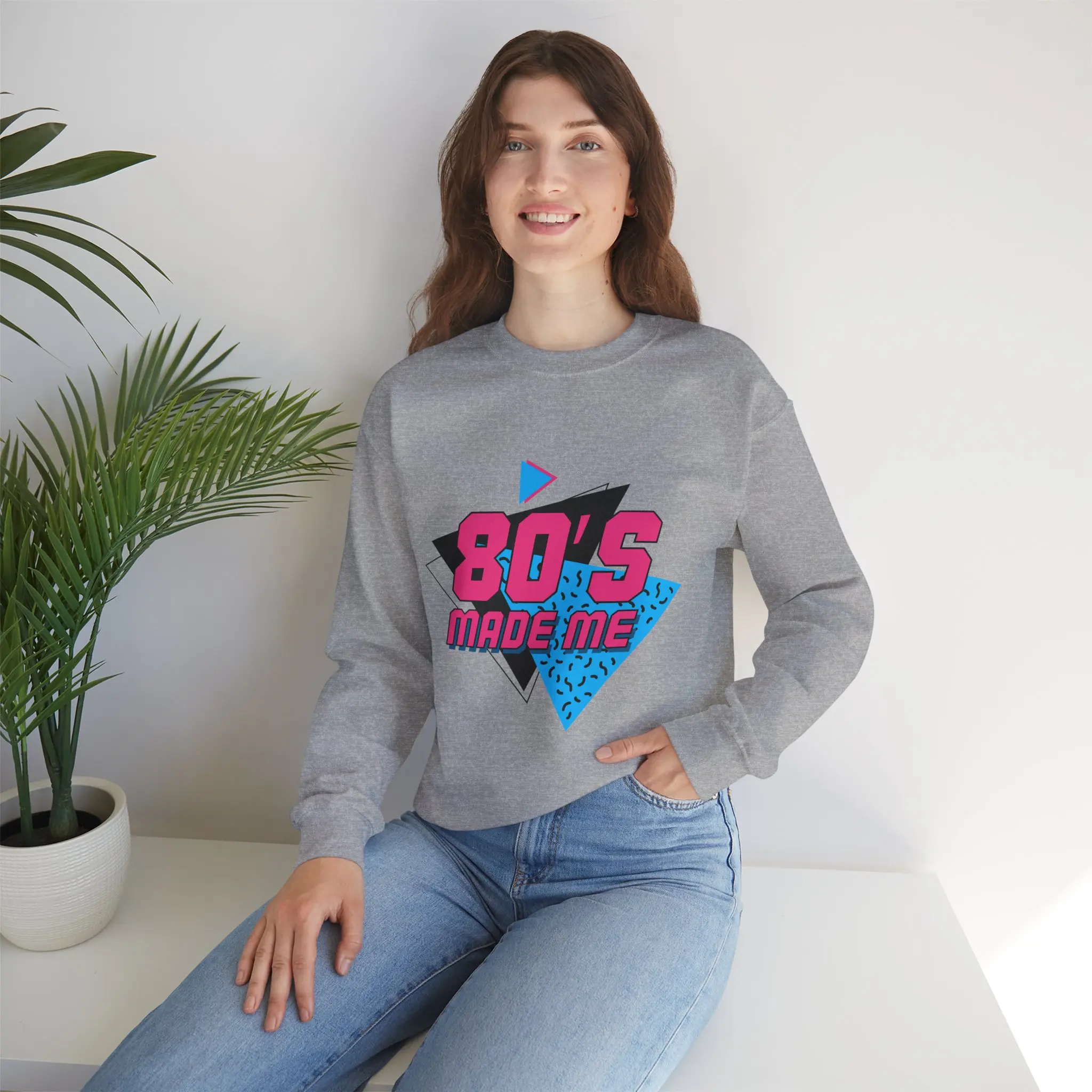 Retro 80's Made Me Crewneck Sweatshirt, Unisex Sweatshirt, Vintage Graphic Sweatshirt, Gift for 80's Lovers, Retro Fashion