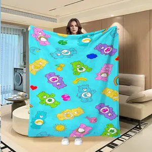 Care Bears Heart Bear Flannel Blanket, Mint Fun Print, Multi-Purpose Throw for Bedroom Living Room, Mother's Day Gift