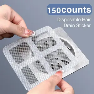 150Pcs Disposable Shower Drain Cover Hair Catcher, Drain Protector, Mesh Stickers for Shower Drain, Bathroom, Kitchen, Sink, for Human and pet Hair