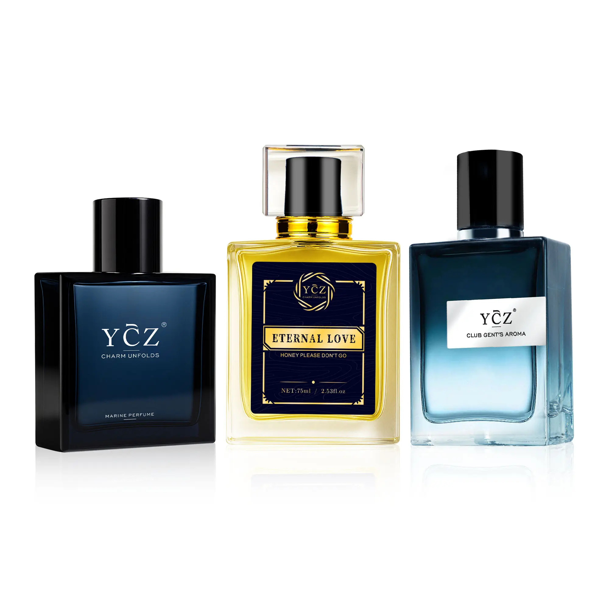 YCZ Men's 3-Piece Luxury Fragrance Gift Set - Midnight Marine, Gent’s Club, Eternal Love EDP Spicy Scented Liquid for Adults - Long-Lasting, Versatile - 30-Day Money-Back Guarantee,sohochic