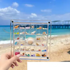 Acrylic Shell Storage Box, Transparent Display Case with Lid, High Transparency Magnetic Closure, Mini Beach Shell Organizer, Clear Organizer