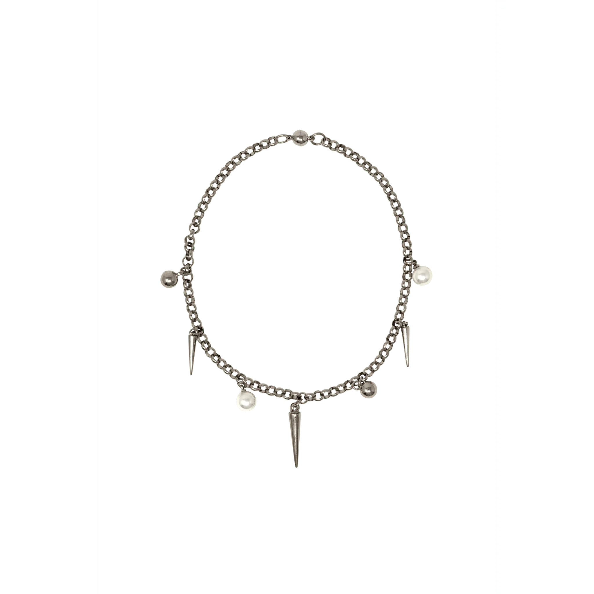 ROLO CHAIN PEARL STUD NECKLACE