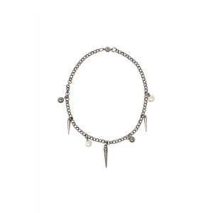 ROLO CHAIN PEARL STUD NECKLACE