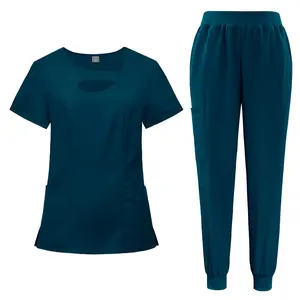 Fashion Neck Scrub Top & Pants