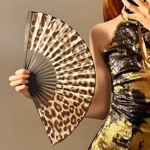 Elegant Leopard Print Folding Fan Frame, Fashion Princess Theme, Lightweight Portable Handheld Fan for Women, Princess Theme Fan, Light Weight Fan