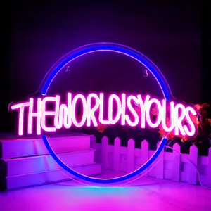 The World Is Yours Neon Signs for Wall Decor, Dimmable Blimp Airship LED Neon Sign for Man Cave Beer Bar Game Room Wedding Birthday Party Gift( yours neon