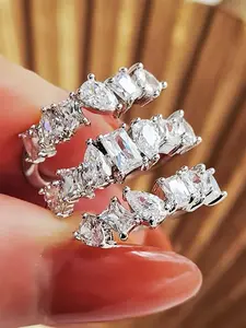 1 PC Gorgeous Cubic Zirconia Gemstone Stackable Engagement Ring For Women For Wedding Engagement Party Jewelry Valentine's Day Gift