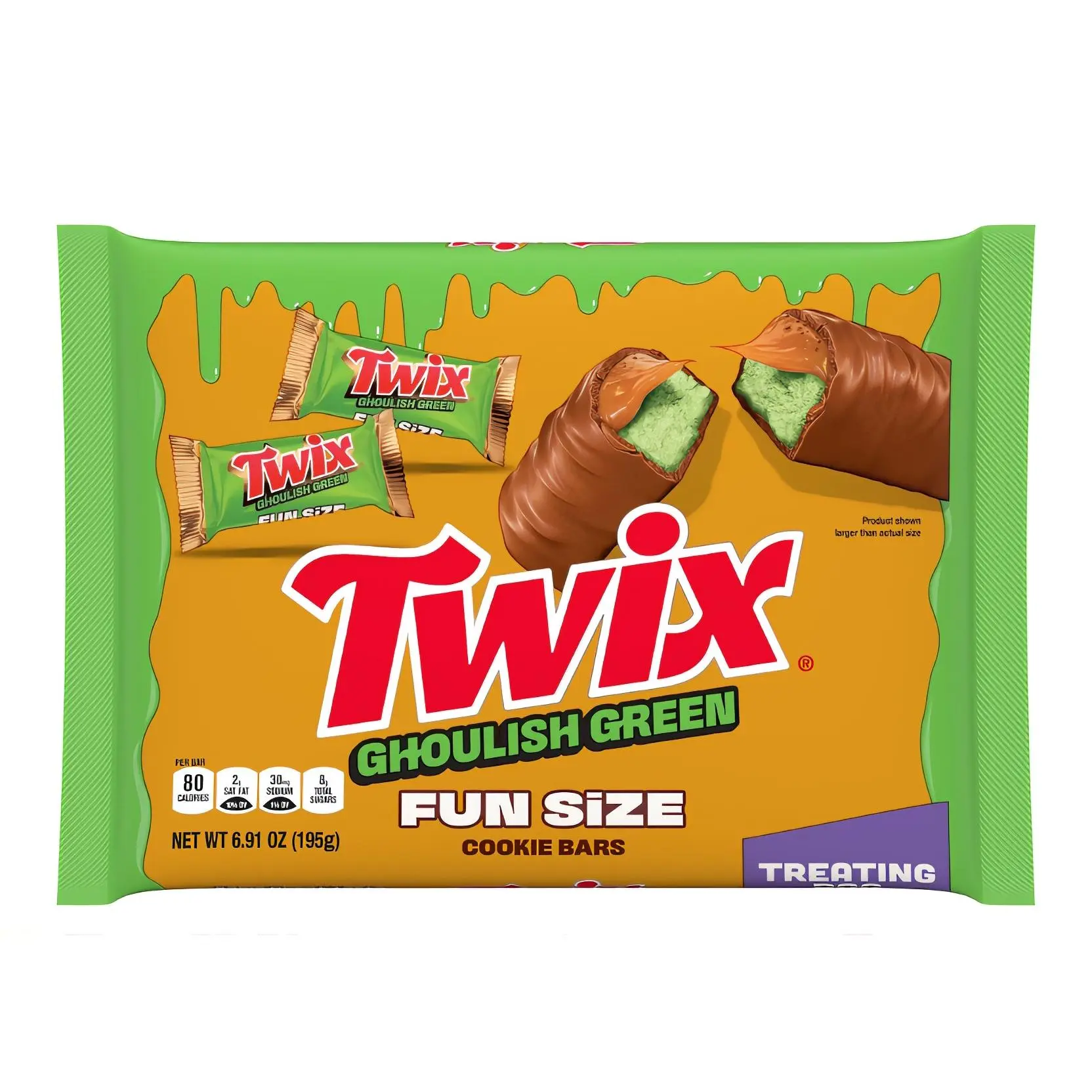 Twix Ghoulish Green Fun Size Cookie Bars - Halloween Special 6.91 oz Treats