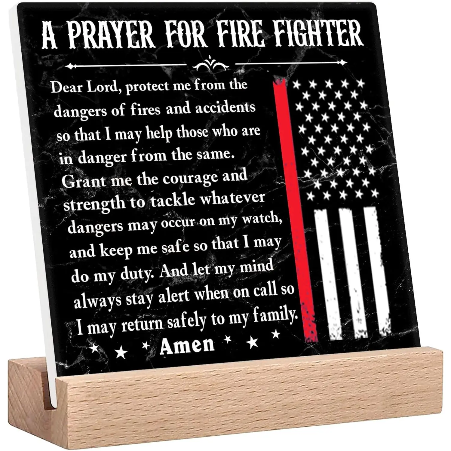 Fire Fighter Prayer Plaque Sign - Inspirational Office Desk Decor for Fireman, Firefighter Graduation Retirement Gifts for Men - Firefighter Gifts for Dad, Firefighters Home & Office Decorations