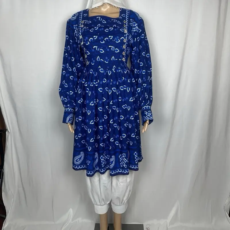 Hazaragi Dress for Women Afghan Tradtional Guli Sib with Gibi Tunban design 100% Cotton Two-Pieces with Pants لباس هزارگی زنانه گل سیب با تنبان گیبی