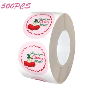 Cherry pattern roll sealing stickers, decorative adhesive labels for handmade crafts