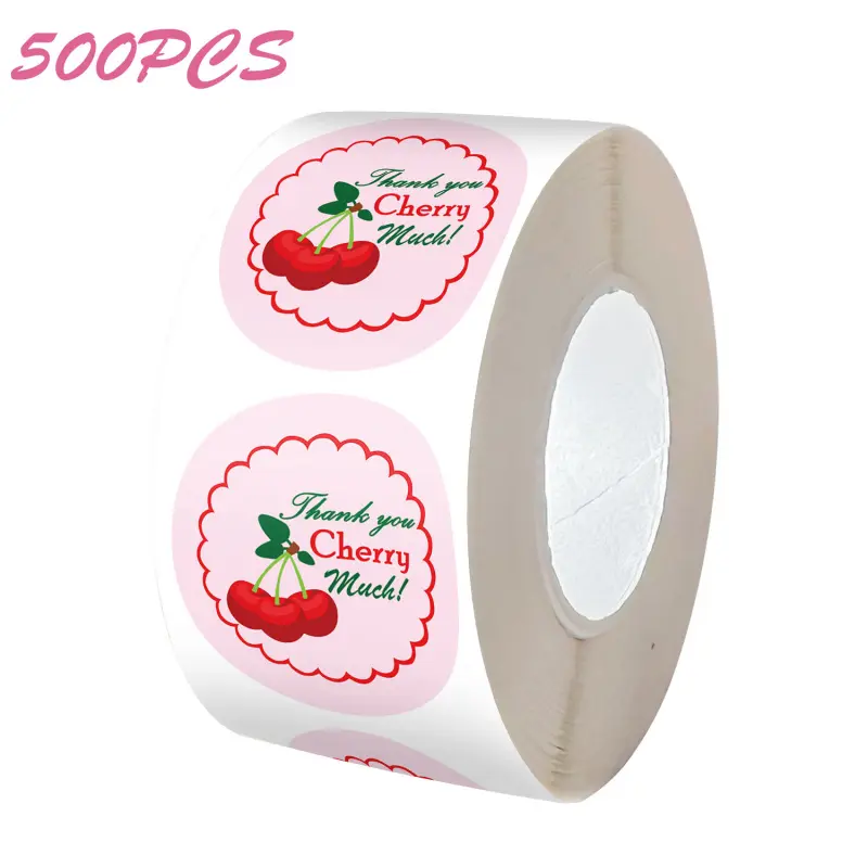 Cherry pattern roll sealing stickers, decorative adhesive labels for handmade crafts