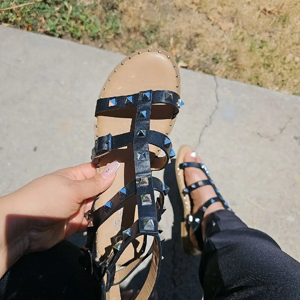 Midnight Studded Gladiator Sandals Footwear Girl Women Summer Casual