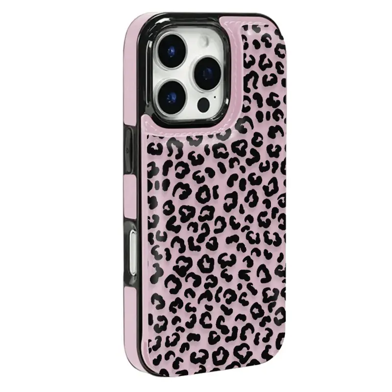 Leopard Print Flexible TPU Cellphone Case - Shockproof Thick Protection, Secure Fit, Daily Drop Shield, Built-in Bank Card Slot Accessory, Compatible with iPhone 17/16/15/14/13/12, Ideal for Halloween, Christmas, Cheetah Print, Animal Print