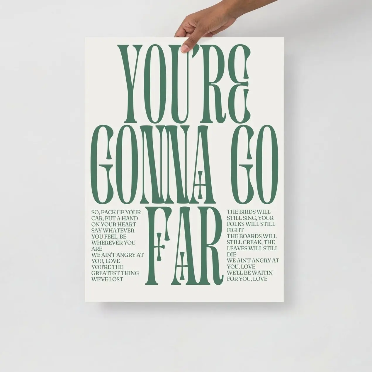 You're Gonna Go Far Quote Poster, Inspirational Typography Wall Art N