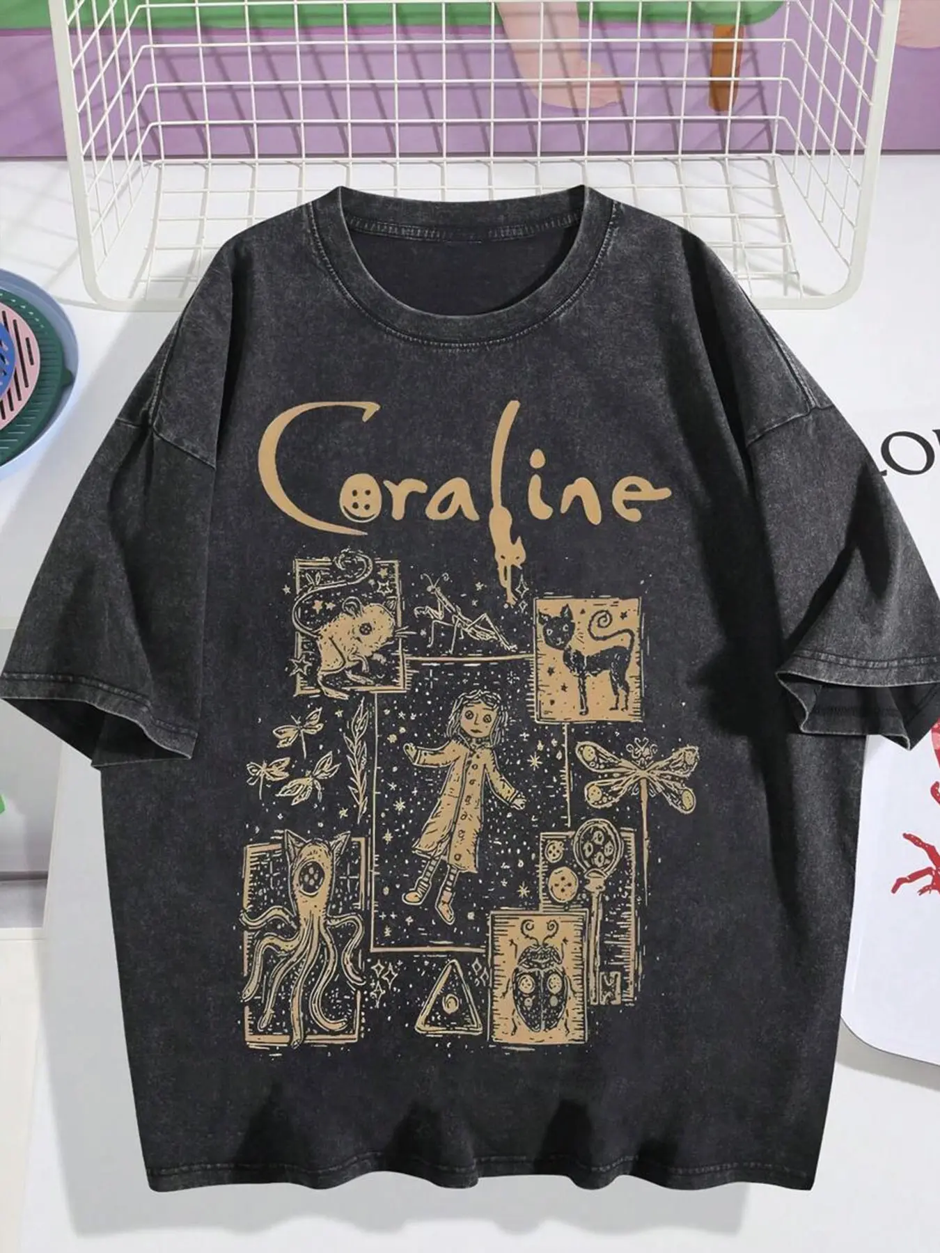 Vintage Men's Round Neck Crewneck Short Sleeve Fitted T-Shirt, Street Culture Theme Streetwear Street Style, Fun Cat Graphic Shirt, Unisex Casual Wear for All Seasons, Knit, Top, Menswear
