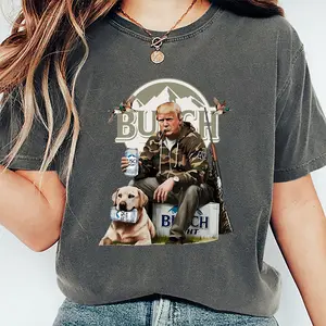 Trump 2024 Hunting Shirt, Patriotic Camo Gun Design, Distressed USA Election Tee, MAGA Voter Gift for Her, Trump Buch Light Beer Shirt 295