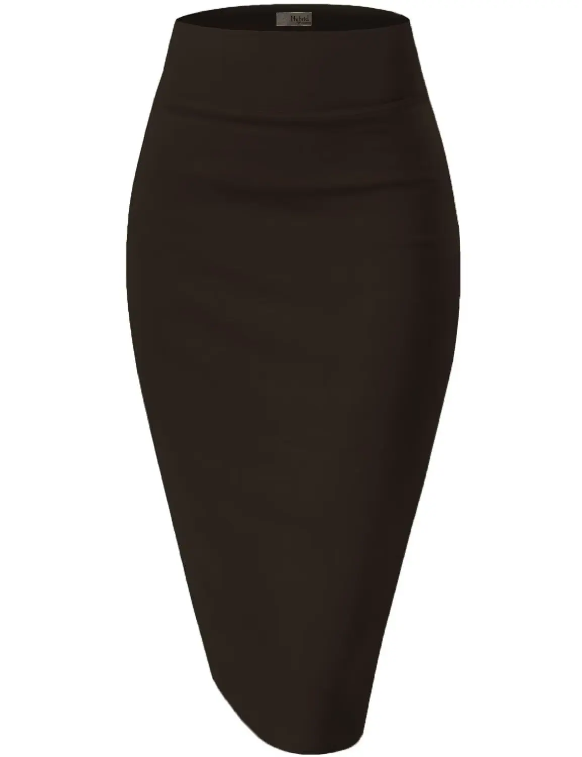 Women's Stretchy Pencil Skirt, Comfortable High Waist Slim Fit Bottom in Nylon Ponte, Elegant Below-Knee for All-Season Business Office Wear, Lady