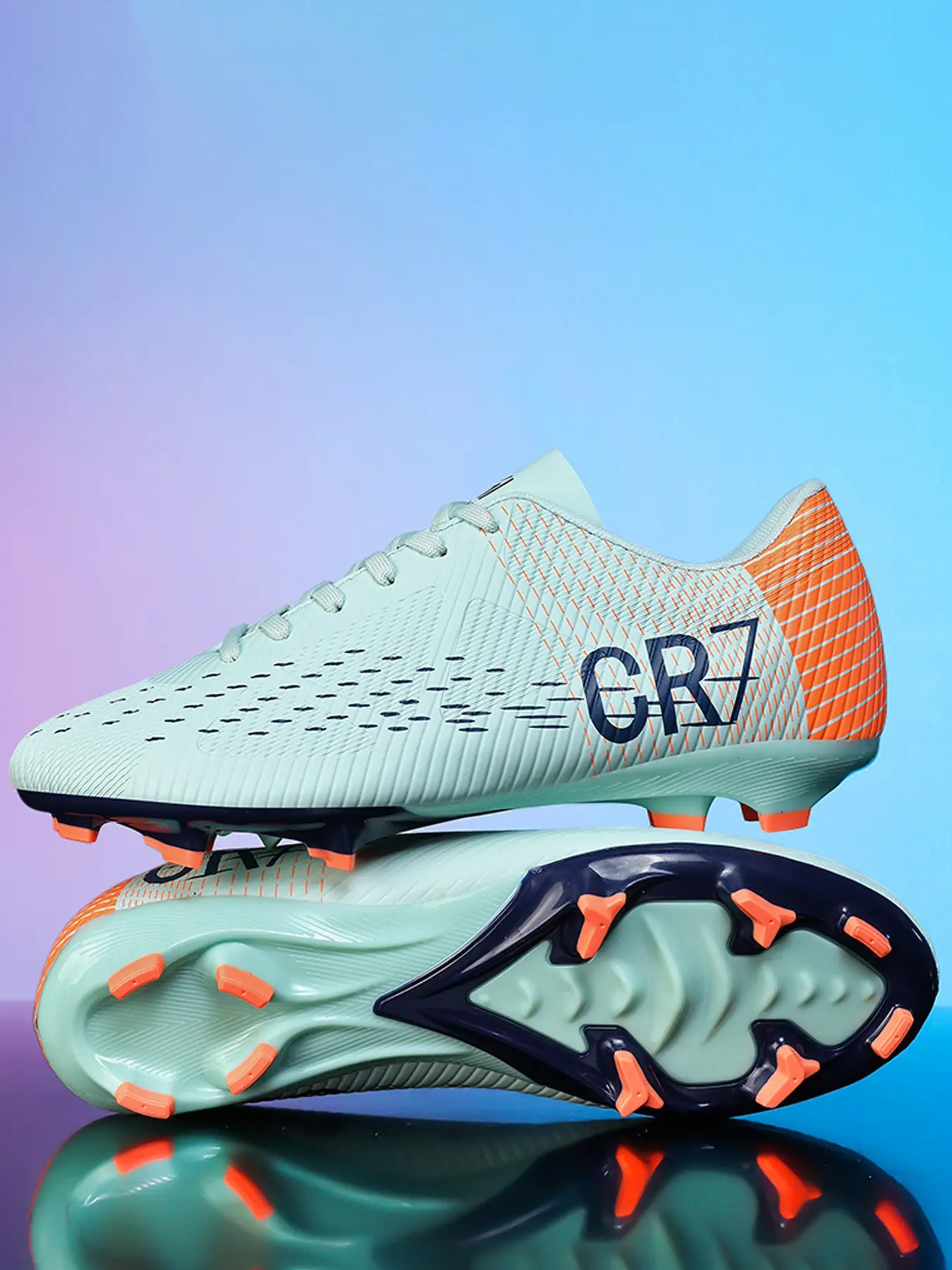Men's Long Stud Soccer Shoes Ag Fg Low Top Outdoor Breathable Anti-Slip Durable for Natural Grass Games Special Training Soccer Cleats Football Shoes Football Boots Sports Football Shoes