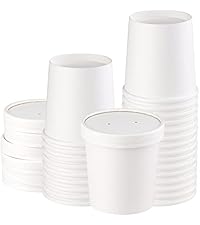 12 oz Kraft Paper Lidded Bowl Set, 50-Pack Leakproof Disposable Biodegradable Containers for Hot/Cold Foods (Disposable Kitchenware Cookware)