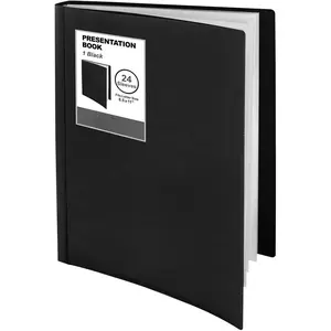 Presentation Binder 24-Pocket, Displays 48 Pages, 8.5x11 Portfolio Binder with Plastic Sleeves, Storage and Organizer for Documents, Certificates, Projects, Photos (Black)