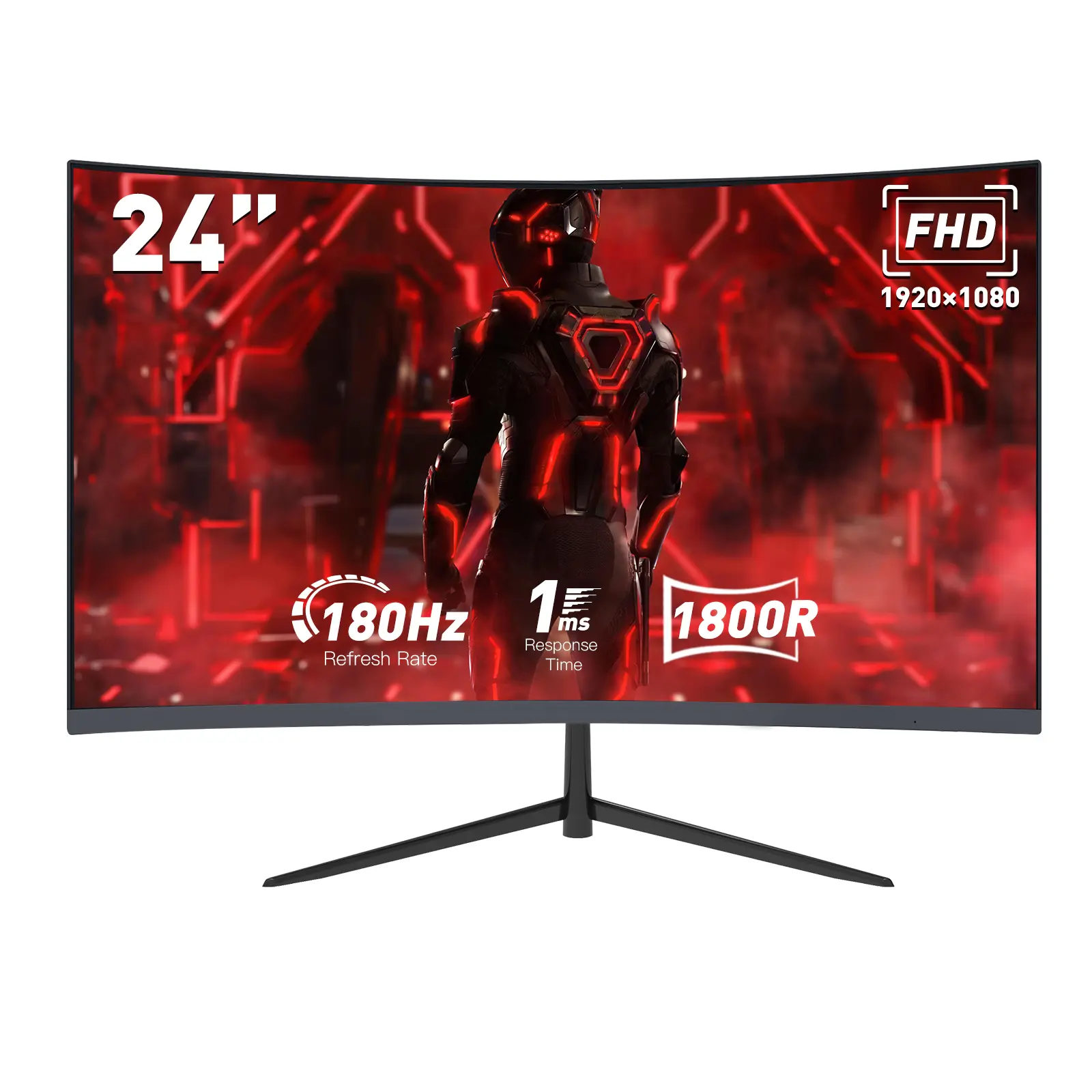 New 24” Micro-Curved IPS Gaming Monitor - IPS Screen, 180Hz FHD, 1ms, Vivid Color Accuracy, FreeSync, Ultra-Thin Design, HDMI/DP, VESA Mount, Curved Desktop Computer Monitor Compatible with PS5, Xbox, PC #TikTokShopBacktoSchool, Ps5 Monitor