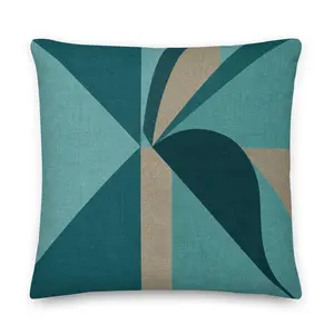 Prism Geometric Accent Pillow - Teal & Cream