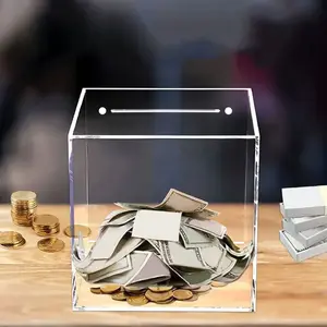 Saving Challenge Box, Clear Acrylic Piggy Bank, Unopenable Money Saving Box, Unbreakable Coin & Cash Container, Cash Coin Jar for Teens, Boys & Girls,