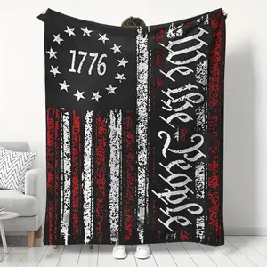 American Flag Lightweight Flannel Blanket, Patriotic Gift for Military Officers & Soldiers, Soft Bed Sofa Throw, Cozy Throw Blanket, Multi-Purpose Camping Blanket, Handy Travel Blanket