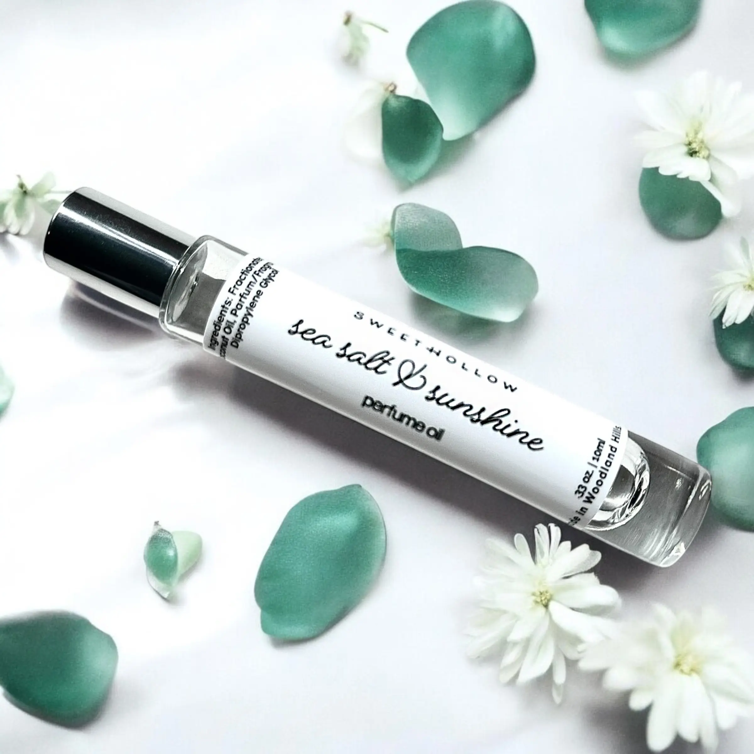 Sea Salt & Sunshine Perfume Oil, Made with Coconut Oil, Infused with Essential Oils, Rollerball Application, Long Lasting, Highly Fragrant, Tropical Fresh Beach Aroma