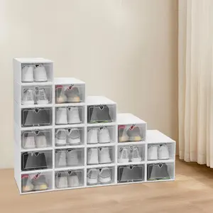 20 Pack Shoe Box Stackable Storage Organizer Clear Sneaker Case Container Space Saving for Closet Bedroom Bathroom