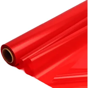 Red Cellophane Wrap Roll,Colorful Cello 34 In Wide X 100 Ft Long, Translucent Colored Cellophane Wrapping Paper for Gift Baskets Wrap, Treats, Holiday, DIY Arts Crafts Decoration (Red)