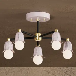 Baird - Five Light Semi Flush Fixture