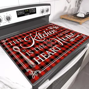 Plaid Christmas Kitchen Mat, Kitchen Floor Mat, Non-Slip Rubber Oven Pad, Stove Panel Protector, Easy Clean, Multi-Purpose, Fits Ovens, Washers, Dryers