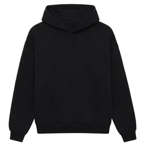 Oversized Black Hoodie Unisex Lightweight Fleece Pullover Streetwear Plain Sweatshirt Men Women