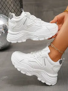 Women's Heeled Shoes, Casual Spring New Arrival, Travel Shoes for Short Stature, Slope Heel Sports Shoes, Thick Sole Dad Shoes, Sneaker, Rubber