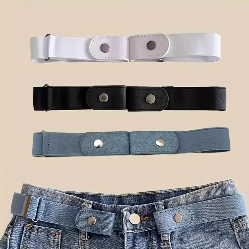 Canvas Waistband, 3 Counts Adjustable Stretch Belt Elastic Stretch Belts Adjustable Belts Simple Casual Invisible Fashionable Waistband for Jeans, Trousers, Pants, Stretchy Waist Belt, Sewing Accessories for Daily Use
