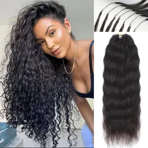 Wet and Wavy Crochet Human Hair Knotless Pre-Separated Super Wave Crochet Hair Extensions Human Hair Natural Black Feather Human Hair Extension