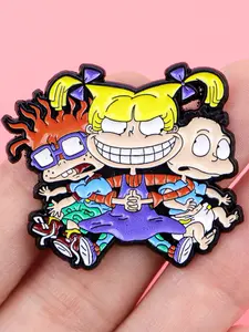 Trendy Cartoon Character Enamel Pin Brooch, Women's Backpack Accessory, Stylish Hat & Clothing Decoration, Unique Gift Idea, Flower Brooch, Fashion Accessory