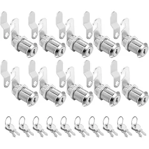 Keyed Alike Cabinet Cam Locks, 1-1/8'' Fits 7/8'' Max Door Thickness, Zinc Alloy Secure Replacement Set for File Drawer Mailbox RV Storage (1-1/8 Inch 10Pcs)