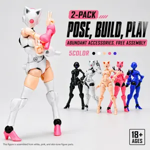 1/18 Scale Cat Ear Gundam Girl Model Kit, 3.75 Inch Highly Movable Female Mecha Figure, Includes Replacement Heads and Hands, Desktop Collectible Toy