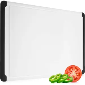 Large Cutting Boards for Kitchen - 18 x 12 Inch Plastic Dishwasher Safe Cutting Board with Deep Juice Groove - Non-Slip, Durable Carving Board for Vegetables, Fruits and Meats Chopping Knives
